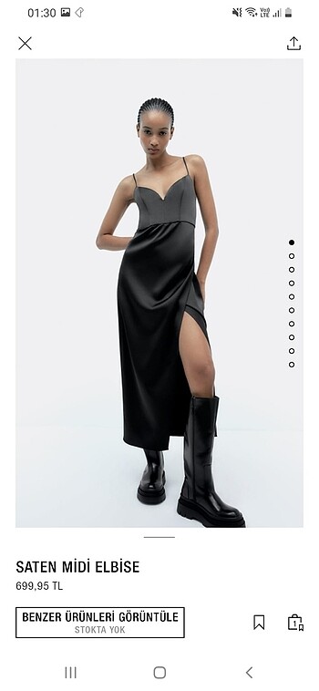 Zara Zara askılı saten elbise