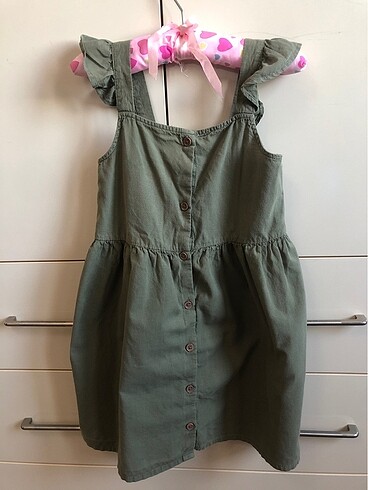 6 Yaş Beden haki Renk H&M Askılı Yeşil Elbise 5-6 Yaş