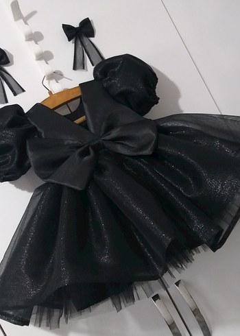 3 yaş Siyah Strappy V Yaka Çocuk Elbisesi