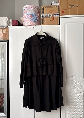 Siyah Keten etekli kimono takım