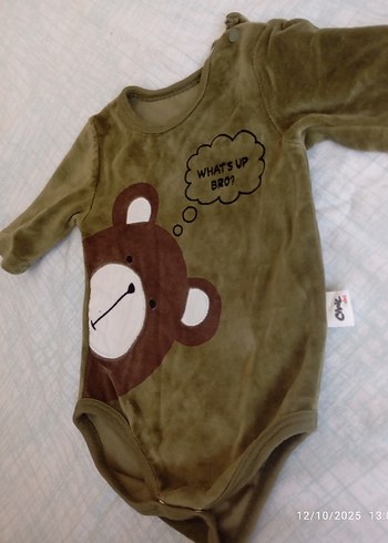 uzun kollu yeşil bebek body zıbın - Görsel 2