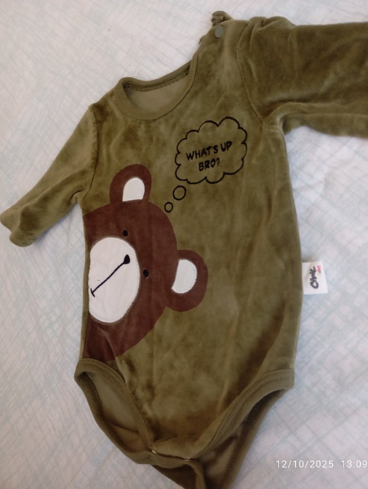 uzun kollu yeşil bebek body zıbın - Görsel 2