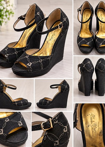 Pierre Cardin Sik Siyah Bilekten Bantli Topuklu Sandalet
