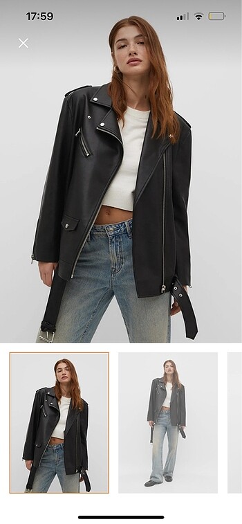 Stradivarius Biker deri ceket