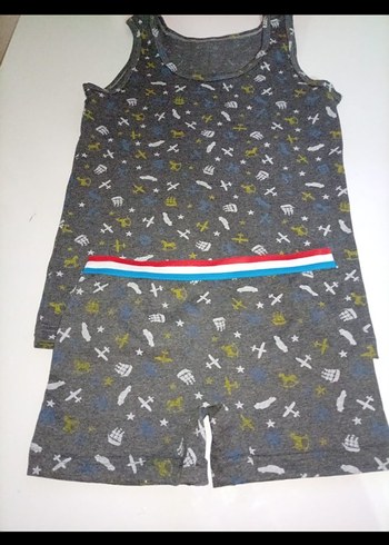 Siyah Desenli Çocuk Boxer ve Atlet Takımı - Görsel 3