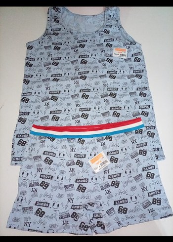 Siyah Desenli Çocuk Boxer ve Atlet Takımı - Görsel 2