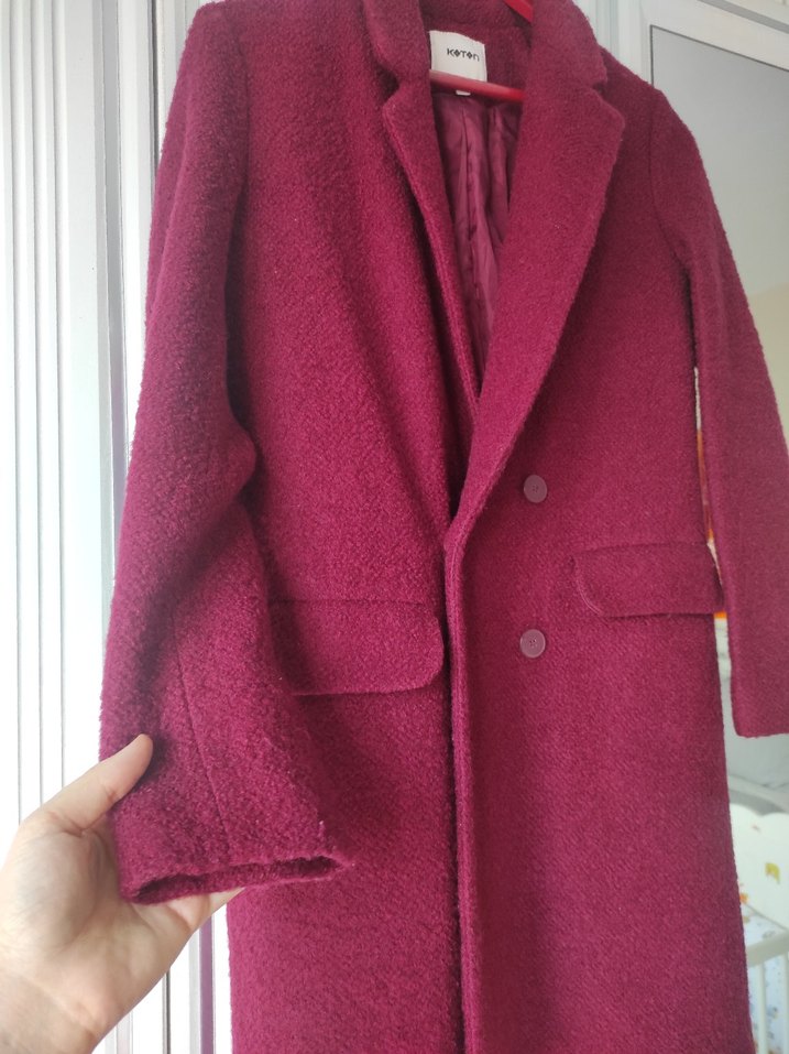 Bordo Düğmeli Kaban - Görsel 3