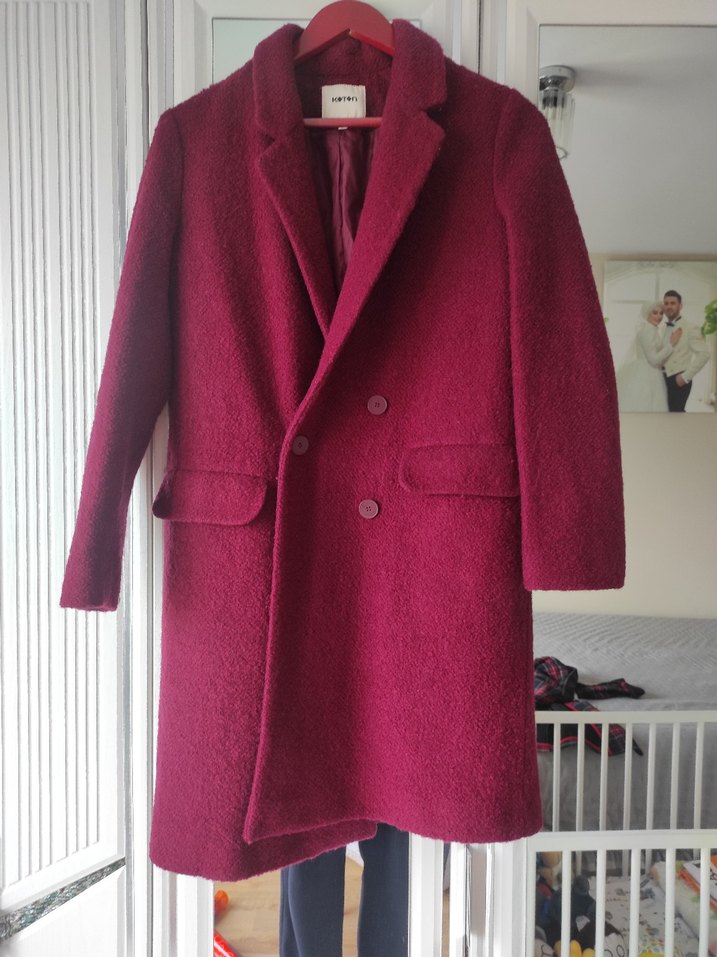 Bordo Düğmeli Kaban - Görsel 2