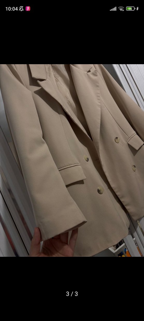 Bej Düğmeli Kadın Blazer Ceket - Görsel 3