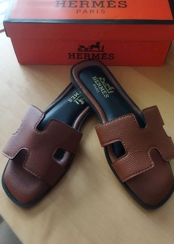 Hermes Taba Rengi Kadın Terlik - Görsel 2