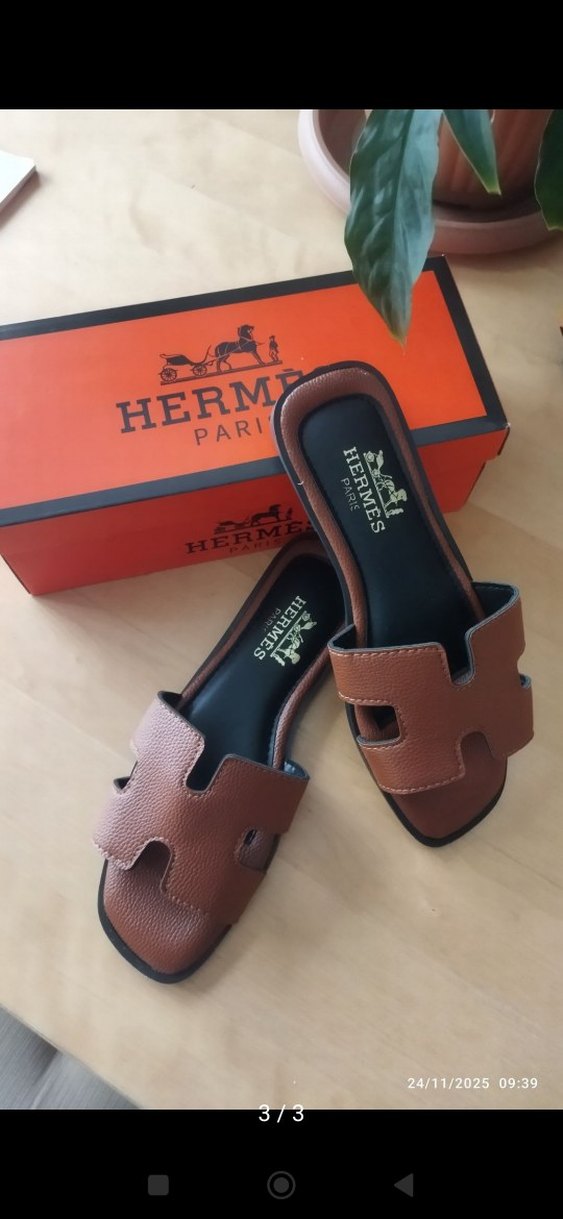 Hermes Taba Rengi Kadın Terlik - Görsel 3