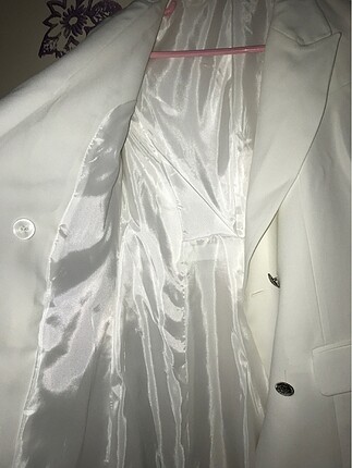 36 Beden beyaz Renk Beyaz kumaş uzun ceket