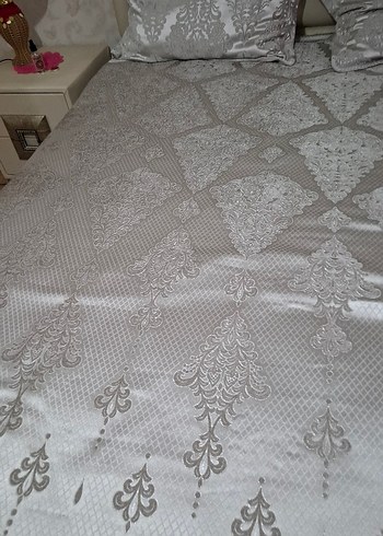 Gri saten yeni yatak örtüsü - Görsel 18
