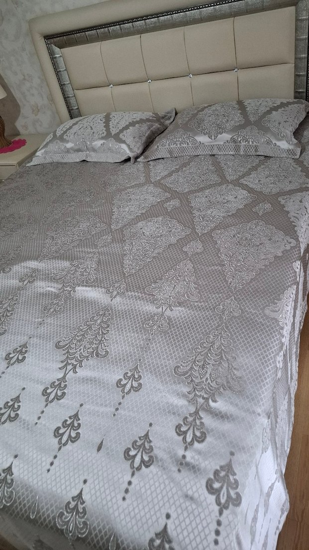Gri saten yeni yatak örtüsü - Görsel 3