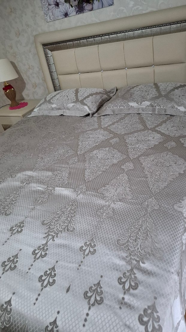 Gri saten yeni yatak örtüsü - Görsel 4