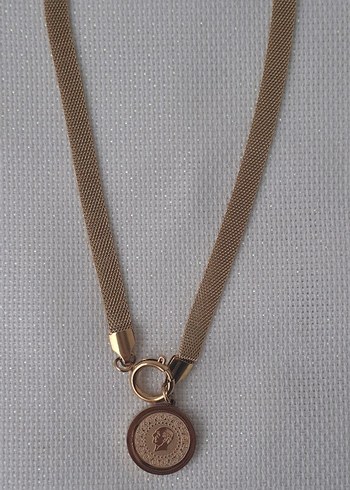 Altın Renk Zincir Detaylı Midi Kolye - Görsel 3