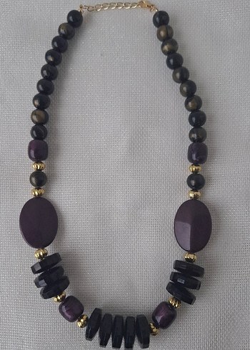 Uzun Mor Boncuklu Bohem Kadın Kolye - Görsel 3