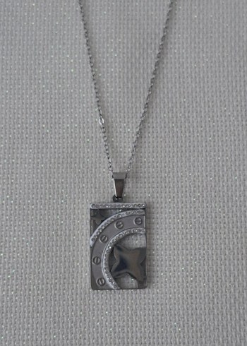 Gri Zincir Detaylı Kadın Kolye - Görsel 2