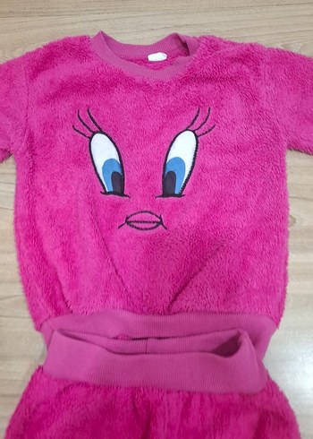 24-36 Ay Beden Baskılı Pembe Kız Sweatshirt ve Eşofman Takımı