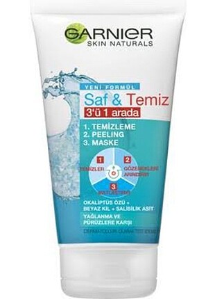 Garnier Saf Temiz 3ü 1 Arada Temizleme Peeling Maske Yüz Bakım 1