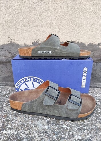 Birkenstock Arizona Mantar Taban Süet Erkek Terlik - Haki 40/41/