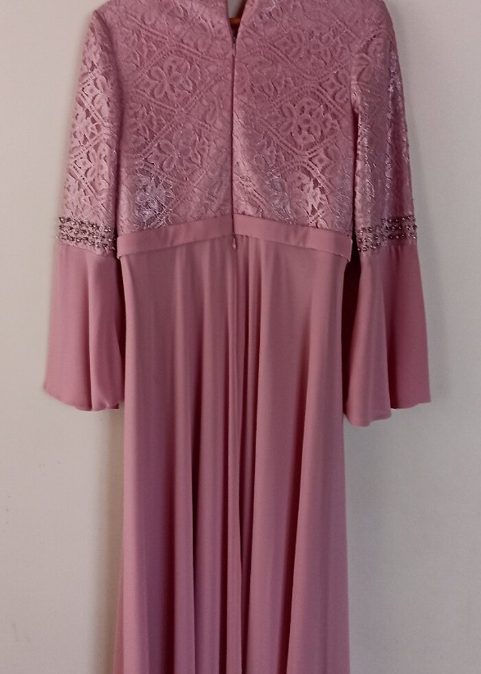 Abiye elbise pudra pembe - Görsel 2