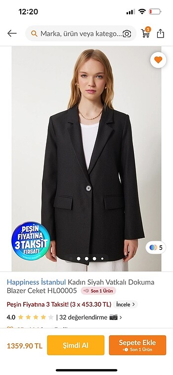 Kadın sıyah blazer ceket