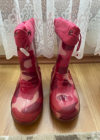 Pembe Bağcıklı Kız Yağmur Çizmesi