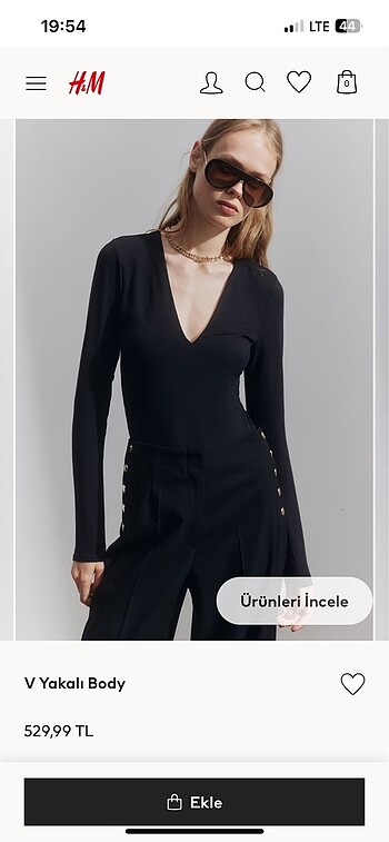 H&M Ve Yakalı Body Çıtçıtlı