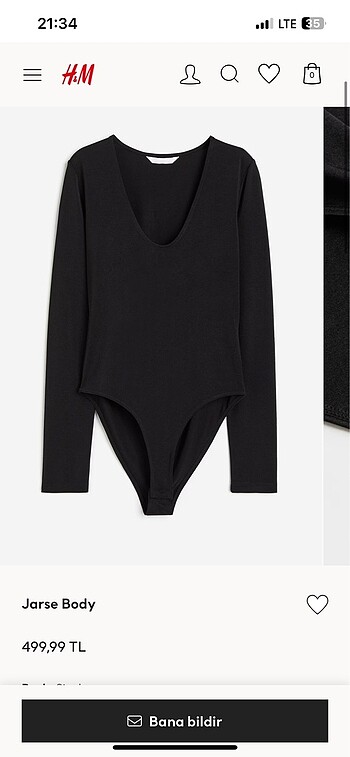 H&M H&M Ve Yakalı Body Çıtçıtlı