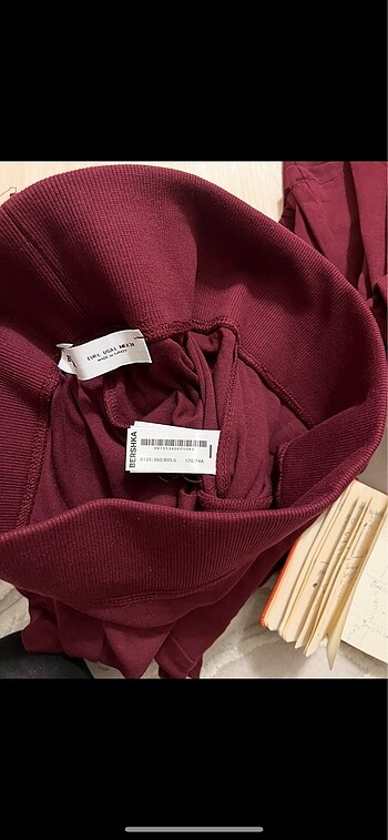 xs Beden bordo Renk Bershka İspanyol Paça Tayt Pantolon