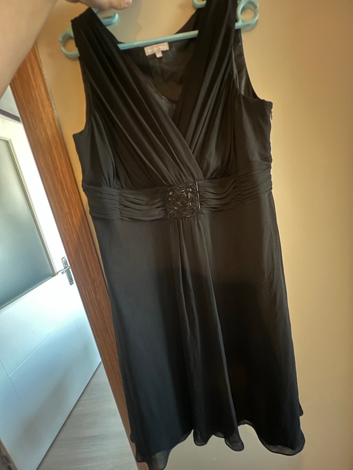 Siyah Kolsuz Midi Drapeli Abiye Elbise - Görsel 3