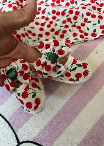 Kız Çocuk Kiraz Desenli Askılı Elbise - Görsel 4