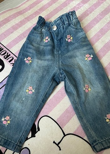 Nakışlı Renkli Kız Çocuk Kot Pantolon - Görsel 4