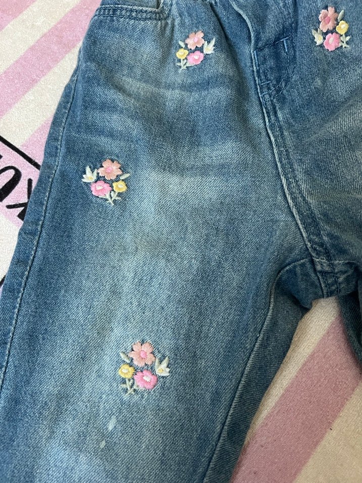 Nakışlı Renkli Kız Çocuk Kot Pantolon - Görsel 5