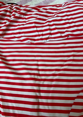 Kırmızı Çizgili Fırfırlı Kadın Mayo - Görsel 2