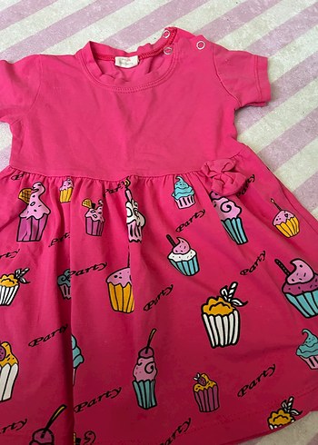 Pembe Keten Kız Çocuk Straplez Elbise - Görsel 6