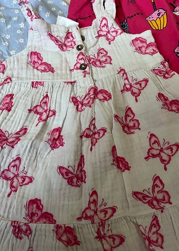 Pembe Keten Kız Çocuk Straplez Elbise - Görsel 2