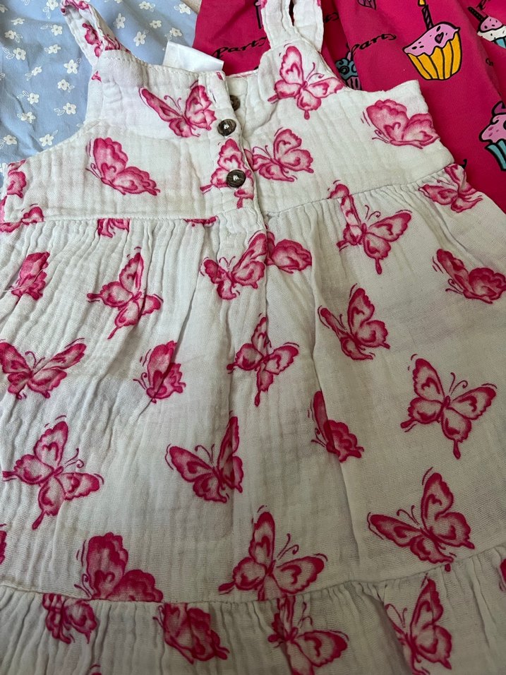 Pembe Keten Kız Çocuk Straplez Elbise - Görsel 2