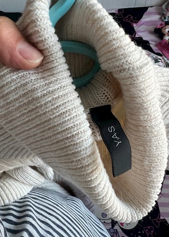 Bej Kadın Boğazlı Örgü Kazak - Görsel 5