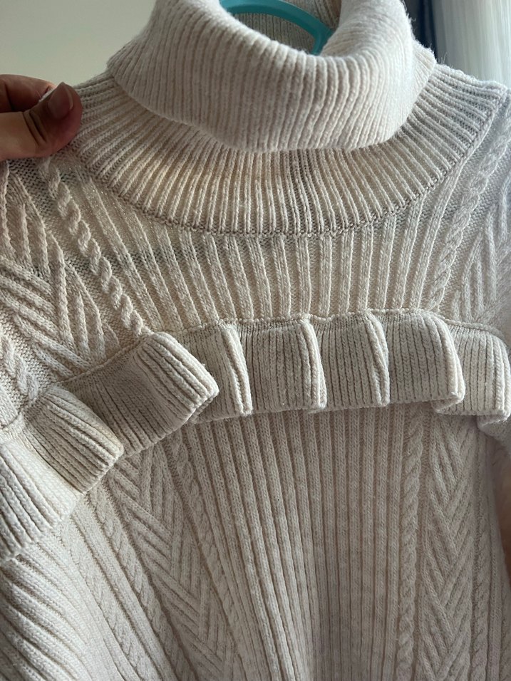 Bej Kadın Boğazlı Örgü Kazak - Görsel 2