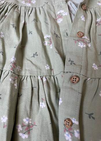 Kız Çocuk Haki Bohem Keten Elbise - Görsel 4