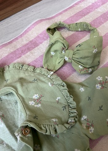 Kız Çocuk Haki Bohem Keten Elbise - Görsel 2