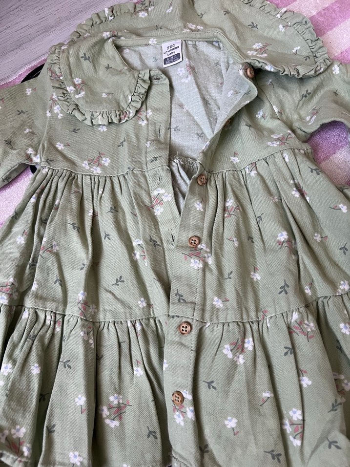Kız Çocuk Haki Bohem Keten Elbise - Görsel 3