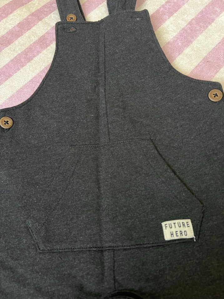 Siyah Erkek Çocuk Askılı Bol Kesim Salopet - Görsel 2