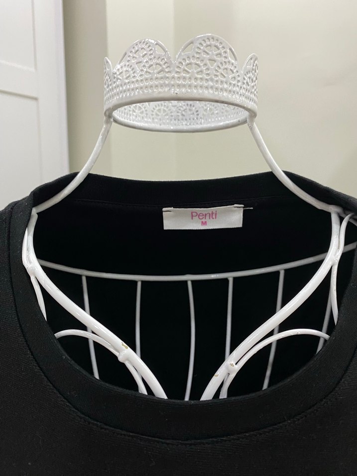 Siyah Mini crop tişört - Görsel 4