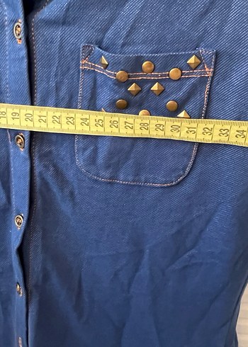 Mavi Denim Düğmeli Kolsuz Gömlek - Görsel 5