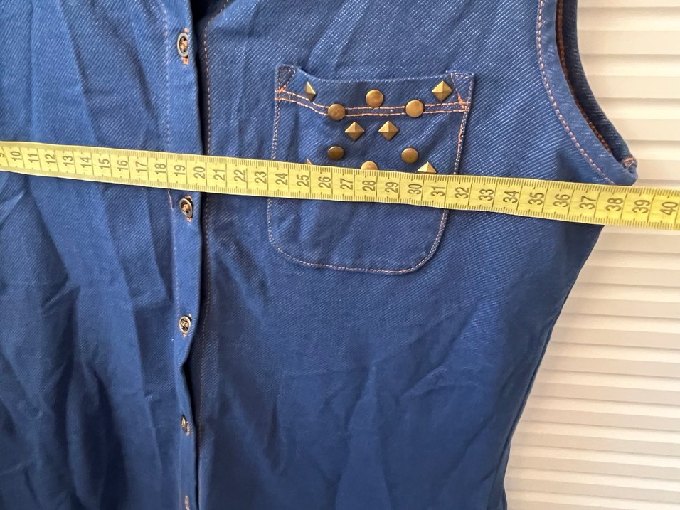 Mavi Denim Düğmeli Kolsuz Gömlek - Görsel 5