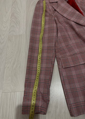 Bordo Ekose Desenli Kadın Blazer Ceket - Görsel 7