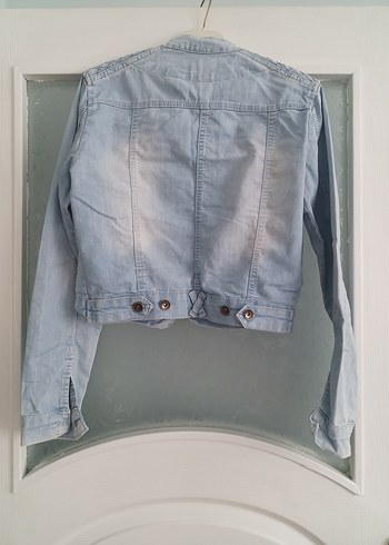 Diğer Düğmeli Gri Kadın Denim Ceket